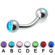 Curved barbell with hologram balls, 12 ga
