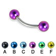 Curved barbell with colored balls, 14 ga