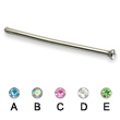 Customizable straight nose stud with gem, 18 ga