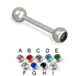 Double jeweled straight barbell, 14 ga