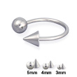 Steel ball and cone circular barbell, 16 ga