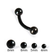 Black curved barbell with balls, 14 ga