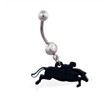 Jeweled belly ring with Dangling Race Horse