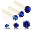 14K Gold Long Customizable Nose Stud with Round Sapphire