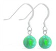 Sterling Silver Earrings with Dangling 8mm Green Opal Ball