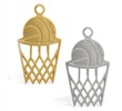 14K Gold basketball and net pendant