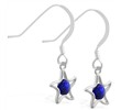 Sterling Silver Earrings with dangling Sapphire jeweled star