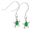 Sterling Silver Earrings with dangling Emerald jeweled star