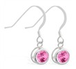 Sterling Silver Earrings with 5mm Bezel Set round 5mm Pink Tourmaline
