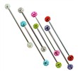 Surgical Steel Industrial Barbell with Multi-Crystal Balls