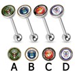 US Military Logo Print Inlayed Surgical Steel Barbell