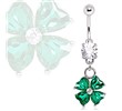 Surgical Steel Navel Ring with Four Leaf Clover Dangle