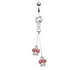 Two CZ Butterflies with Wire Dangle Surgical Steel Navel Ring