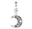 Crescent Moon with Weaving Pattern Dangle Surgical Steel Navel Ring
