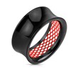 Pair Of Red Mesh Pattern Inlayed Black Acrylic Saddle Fit Tunnels