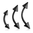 Matte Black Over Surgical Steel Eyebrow Curve Barbell W/ Cone Ends