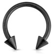 16G Matte Black Horseshoe with Spike Ends Surgical Steel