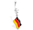 Belly Ring with Star Shaped Bottom Gem And Dangling German Flag