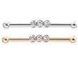 Straight Barbell With 3 Bezeled Set Gems