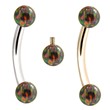 Internally Threaded Curved Barbells With Rainbow Opals