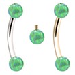Internally Threaded Curved Barbells With Green Opals