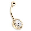 14K Gold Belly Ring With A Princess Crown Setting
