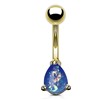 Navel Ring With Synthetic Blue Teardrop Opal