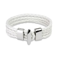 White Braided Leather 4 Strings Bracelet
