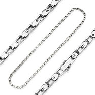 316L Stainless Steel Bicycle Chain Style Necklace with Square Links