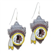 Mspiercing Sterling Silver Earrings With Official Licensed Pewter NFL Charm, Washington Redskins