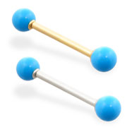 14K Gold straight barbell with TurquoiseBalls