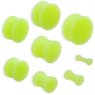 Pair Of Flexible Glow In The Dark Silicone Double Flared Plugs