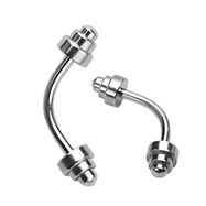 Curved barbell with steel dumbbell ends, 16 ga