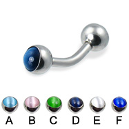 Curved barbell with cat eye balls, 12 ga