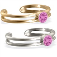 14K gold toe ring with single Pink Tourmaline gem