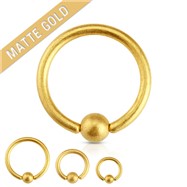 16G Matte Gold IP Over Surgical Steel Captive Bead Ring