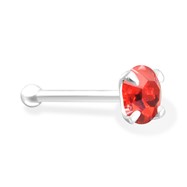 Silver Nose Bone with Red CZ