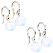 14K (Nickle Free) Gold Opal Earrings, White