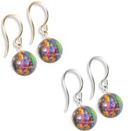 14K (Nickle Free) Gold Opal Earrings, Rainbow