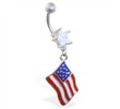 Belly Ring with Dangling American Flag