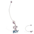 Super long flexible bioplast belly ring with dangling 