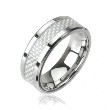 Tungsten carbine ring with carbine fiber inlay
