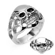 316L Surgical Stainless Steel Skull w/Side Flames Ring