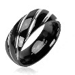Solid Titanium with Black Twister Design Ring