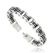 316L Stainless Steel Linked Bracelet With Rubber Double Strip