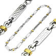 316L Stainless Steel Duo-Tone Tribal Maze Plate Link Necklace