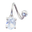 Twister barbell with oval gem, 14 ga
