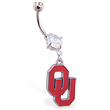 Belly Ring with official licensed NCAA charm, Oklahoma University Sooners