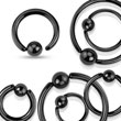 Black stainless steel captive bead ring with one sided fixed ball, 18 ga