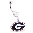 Belly Ring with official licensed NCAA charm, University of Georgia Bulldogs